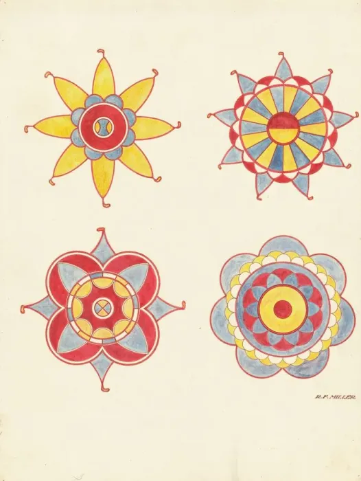 Framed Print : Ceiling Decoration, Detail of (From a Restoration), c. 1940. Creator: Randolph F Miller Framed Print : Ceiling Decoration, Detail of (From a Restoration), c. 1940. Creator: Randolph F Miller