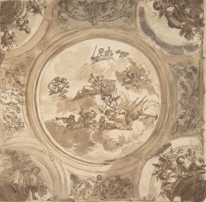 Framed Print : Ceiling Design with an Allegory of Victory, n. d Creator: Daniel Marot Framed Print : Ceiling Design with an Allegory of Victory, n. d Creator: Daniel Marot