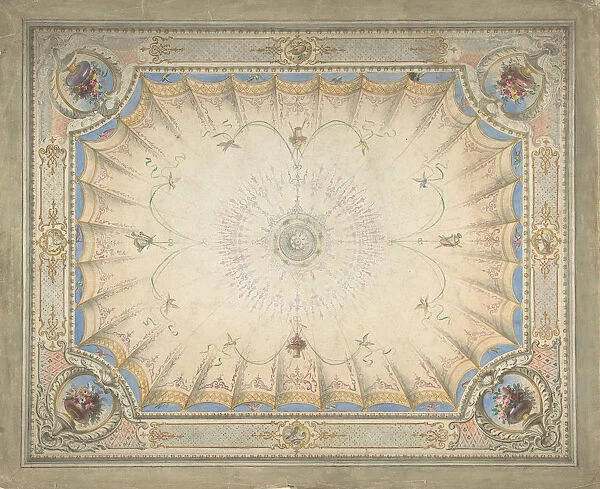 Ceiling Design for the Boudoir, Ardgowan, ca. 1868. Creator: Attributed to J. S. Pearse