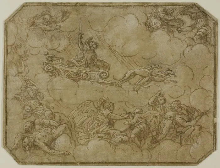 Framed Print : Ceiling Design with Mars Driving His Chariot, 1565 / 69. Creator: Lattanzio Gambara Framed Print : Ceiling Design with Mars Driving His Chariot, 1565 / 69. Creator: Lattanzio Gambara