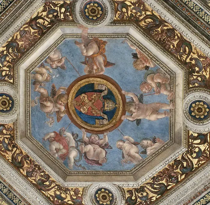 Framed Print : Ceiling. (Fresco in Stanza della Segnatura), ca 1510-1511 Framed Print : Ceiling. (Fresco in Stanza della Segnatura), ca 1510-1511