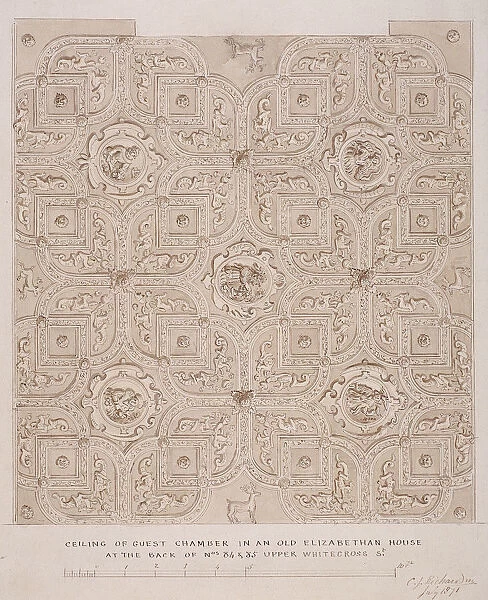 Ceiling of guest chamber in a house on Whitecross Street, London, 1871