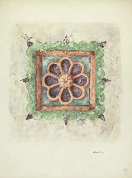 Framed Print : Ceiling Ornament, Sandstone, 1940. Creator: Edith Towner Framed Print : Ceiling Ornament, Sandstone, 1940. Creator: Edith Towner