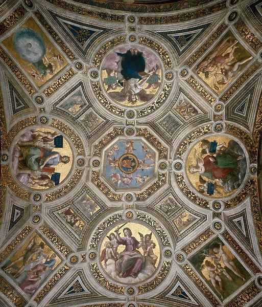 Ceiling in Stanza della Segnatura, ca 1510-1511. Creator: Raphael (Raffaello Sanzio da Urbino)
