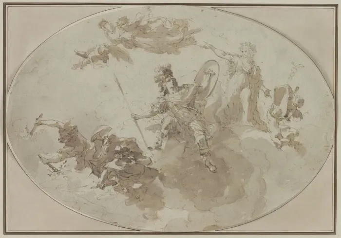 Framed Print : Ceiling Study: Allegory of Peace and War, c. 1800 ?. Creator: Giuseppe Bernardino Bison (Italian Framed Print : Ceiling Study: Allegory of Peace and War, c. 1800 ?. Creator: Giuseppe Bernardino Bison (Italian