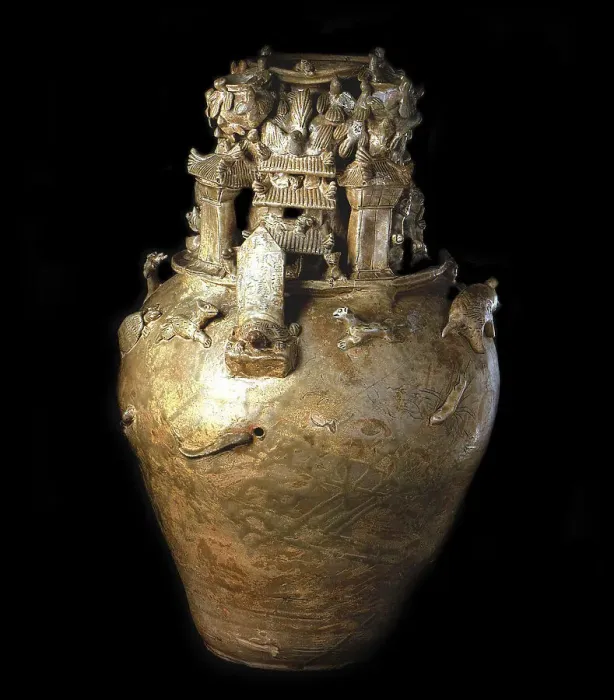 Framed Print : Celadon-glazed granary jar (Hunping), 220-280. Creator: The Oriental Applied Arts () Framed Print : Celadon-glazed granary jar (Hunping), 220-280. Creator: The Oriental Applied Arts ()