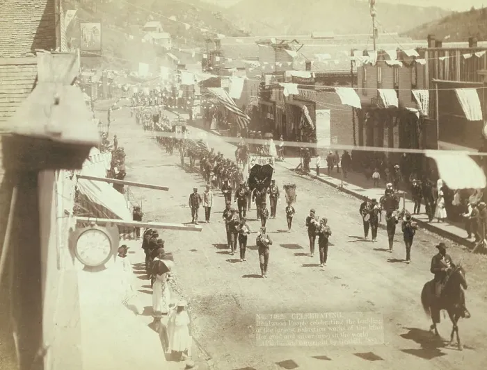 Framed Print : Celebrating Deadwood people celebrating the building of the largest reduction works of... 1888. Creator: John C. H. Grabill Framed Print : Celebrating Deadwood people celebrating the building of the largest reduction works of... 1888. Creator: John C. H. Grabill