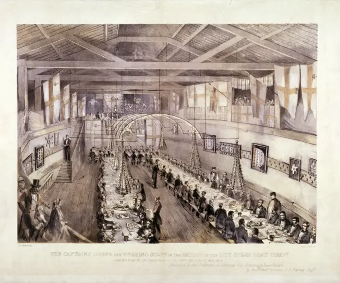 Framed Print : Celebration of the 13th anniversary of the City Steam Boat Company, Battersea, London, c1859 Framed Print : Celebration of the 13th anniversary of the City Steam Boat Company, Battersea, London, c1859