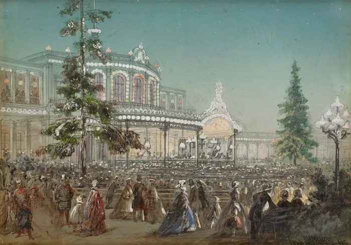 Framed Print : Celebration of the 25th Anniversary of Tsarskoe Selo Railroad at the Pavlovsk Railway Station Concert Hall, 1862. Artist: Charlemagne, Adolf (1826-1901) Framed Print : Celebration of the 25th Anniversary of Tsarskoe Selo Railroad at the Pavlovsk Railway Station Concert Hall, 1862. Artist: Charlemagne, Adolf (1826-1901)