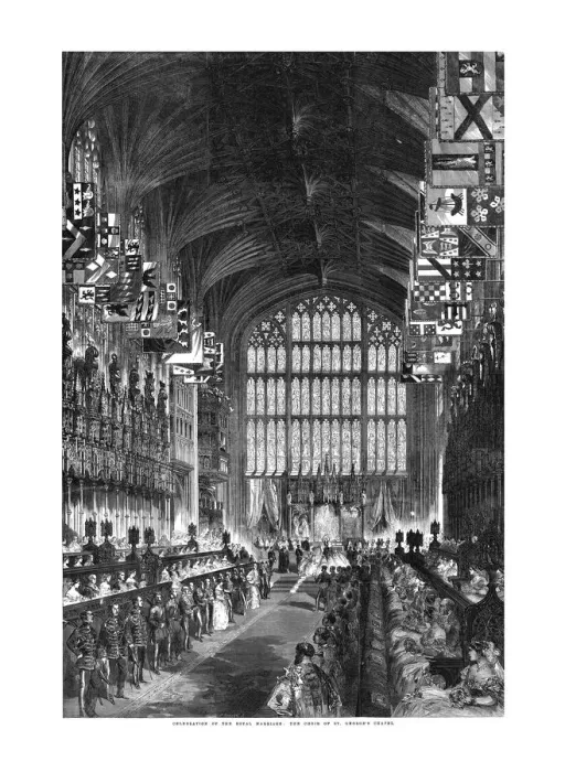 Framed Print : Celebration of the Royal Marriage - The Choir of St. Georges Chapel. 10 March 1863 Framed Print : Celebration of the Royal Marriage - The Choir of St. Georges Chapel. 10 March 1863