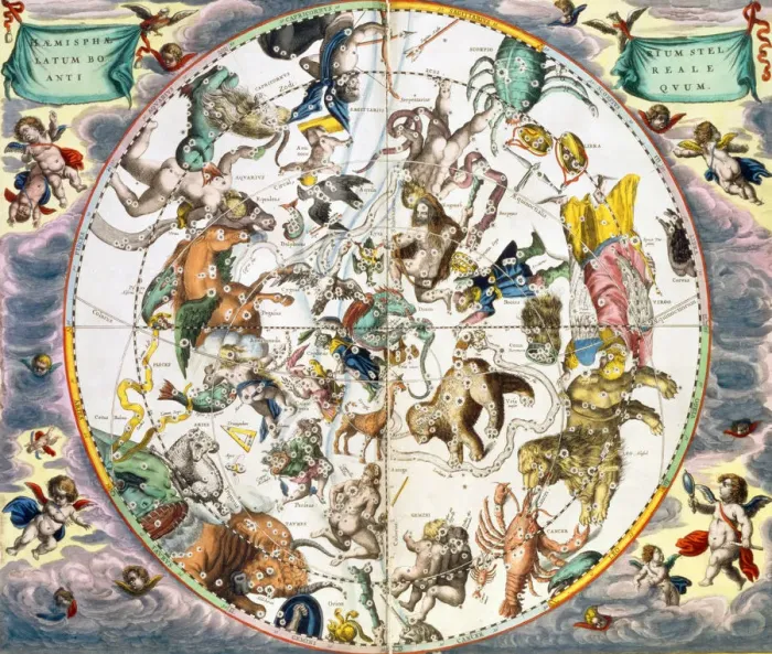 Framed Print : Celestial planisphere showing the signs of the zodiac, 1660-1661 Framed Print : Celestial planisphere showing the signs of the zodiac, 1660-1661