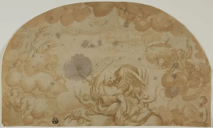 Framed Print : Celestial Scene with Angels, n.d. Creator: Unknown