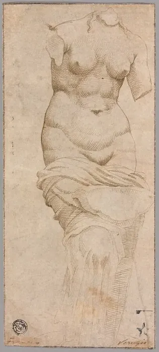 Framed Print : Celestial Venus (recto); Main Hall, Baths of Diocletian (verso), c.1535. Creator: Unknown Framed Print : Celestial Venus (recto); Main Hall, Baths of Diocletian (verso), c.1535. Creator: Unknown