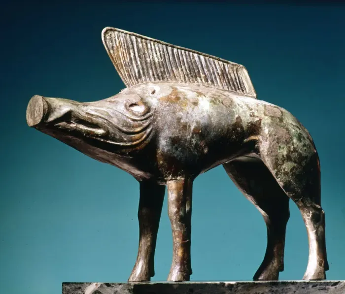 Framed Print : Celtic art: bronze boar from the Sanctuary of Newy, Loiret, France, 1st century AD Framed Print : Celtic art: bronze boar from the Sanctuary of Newy, Loiret, France, 1st century AD