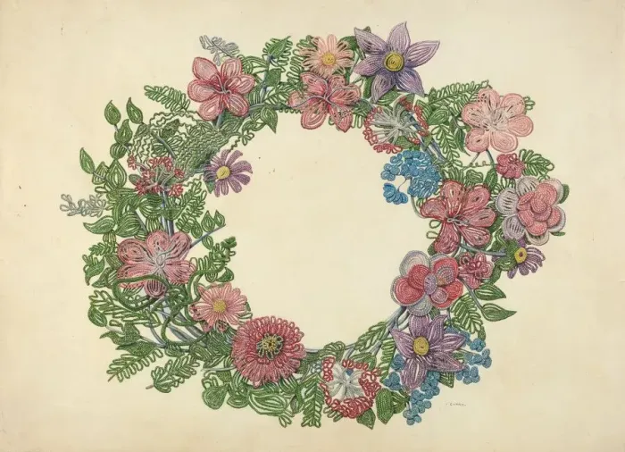 Framed Print : Cemetary Wreath, c. 1938. Creator: Al Curry Framed Print : Cemetary Wreath, c. 1938. Creator: Al Curry
