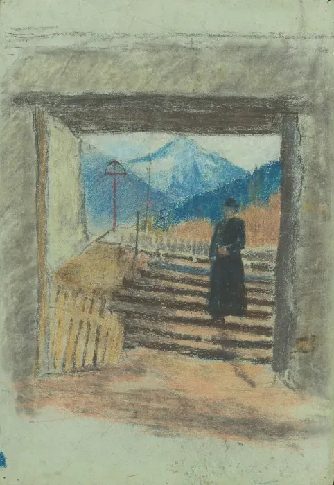Framed Print : From the cemetery, 1880-1899. Creator: Ladislav Mednyanszky Framed Print : From the cemetery, 1880-1899. Creator: Ladislav Mednyanszky