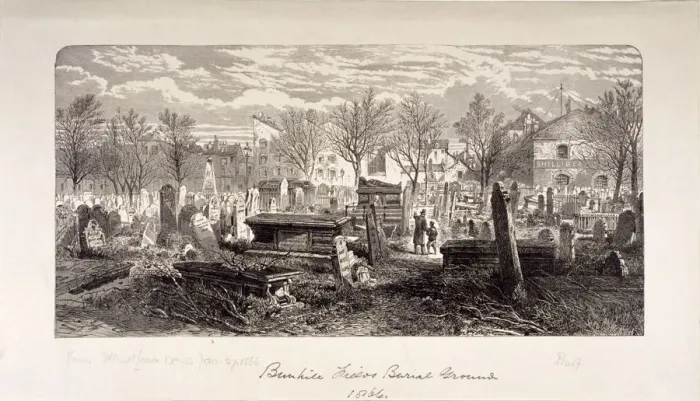 Framed Print : Cemetery at Bunhill Fields, Finsbury, London, 1866 Framed Print : Cemetery at Bunhill Fields, Finsbury, London, 1866