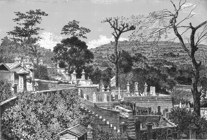 Framed Print : Cemetery of Nagasaki; A European Sojourn in Japan, 1875. Creator: Unknown Framed Print : Cemetery of Nagasaki; A European Sojourn in Japan, 1875. Creator: Unknown
