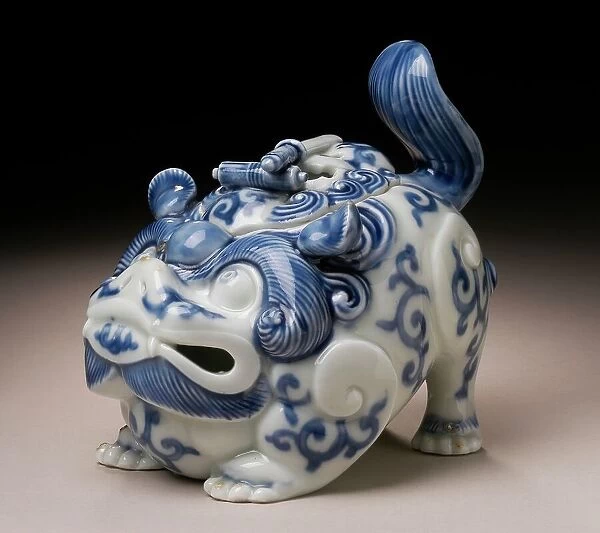 Censer in the Form of a Chinese Lion with Scroll and Sword Finial, 19th century. Creator: Unknown