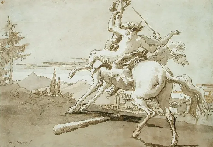 Framed Print : Centaur Arrested in Flight, a Female Faun on His Back, between c1759 and c1791. Creator: Giovanni Domenico Tiepolo Framed Print : Centaur Arrested in Flight, a Female Faun on His Back, between c1759 and c1791. Creator: Giovanni Domenico Tiepolo