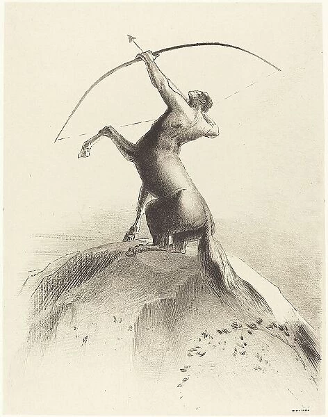 Centaur visant les Nues (Centaur aiming at the Clouds), 1895. Creator: Odilon Redon