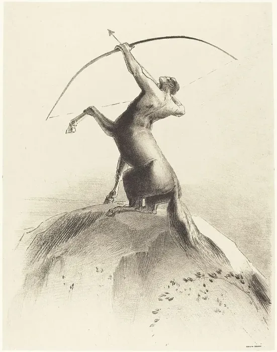 Framed Print : Centaur visant les Nues (Centaur aiming at the Clouds), 1895. Creator: Odilon Redon Framed Print : Centaur visant les Nues (Centaur aiming at the Clouds), 1895. Creator: Odilon Redon