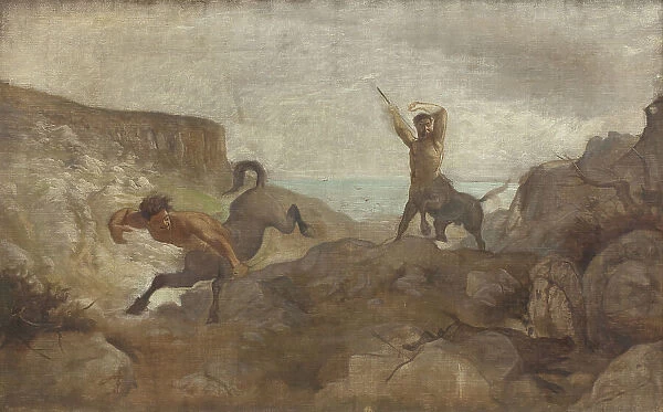 Centaurs Hunting Boars, 1866-1867. Creator: Ludvig Abelin Schou