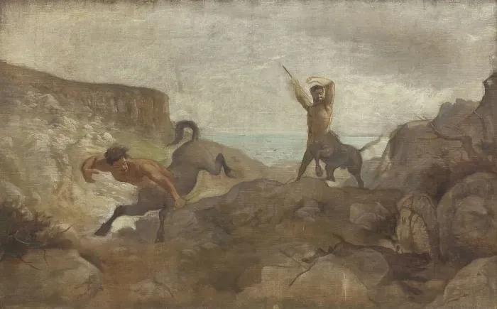 Framed Print : Centaurs Hunting Boars, 1866-1867. Creator: Ludvig Abelin Schou Framed Print : Centaurs Hunting Boars, 1866-1867. Creator: Ludvig Abelin Schou
