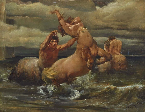 Centaurs in the sea, ca 1877. Creator: Piglhein, Bruno (1848-1894)