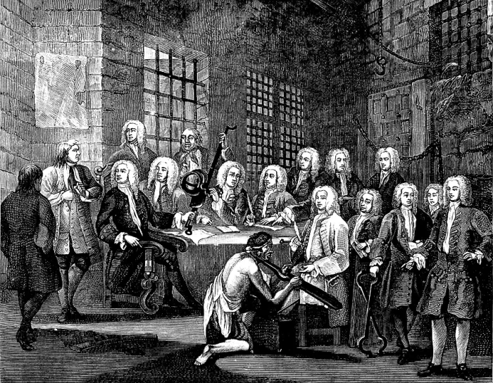 Framed Print : Centenary of John Howard, Prison Reformer: committee inquiring into the Fleet Prison, 1729, (1890). Creator: Unknown Framed Print : Centenary of John Howard, Prison Reformer: committee inquiring into the Fleet Prison, 1729, (1890). Creator: Unknown