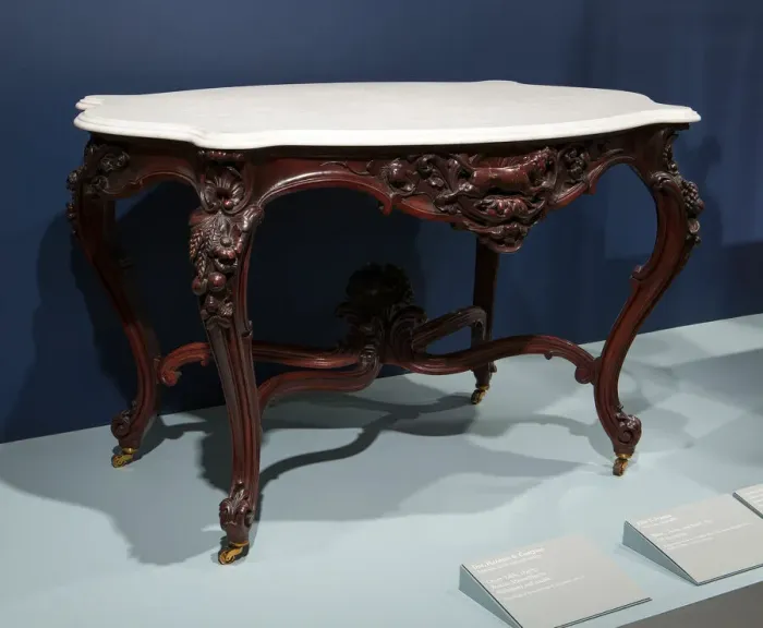 Framed Print : Center Table, 1847 / 57. Creator: Doe, Hazelton & Company Framed Print : Center Table, 1847 / 57. Creator: Doe, Hazelton & Company