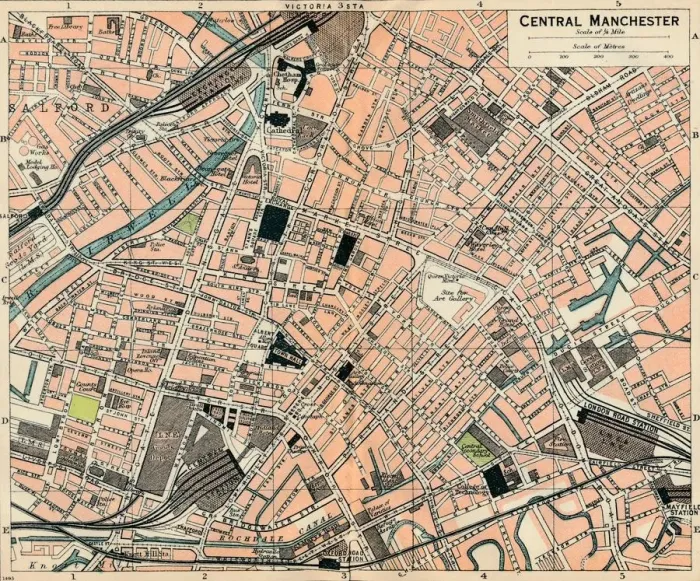 Framed Print : Central Manchester, c20th Century. Artist: John Bartholomew Framed Print : Central Manchester, c20th Century. Artist: John Bartholomew