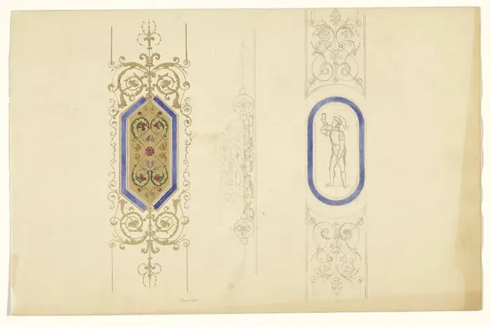 Framed Print : Three central motifs of pilasters, c.1835-c.1860. Creator: Workshop of Franz Jakob Kreuter Framed Print : Three central motifs of pilasters, c.1835-c.1860. Creator: Workshop of Franz Jakob Kreuter