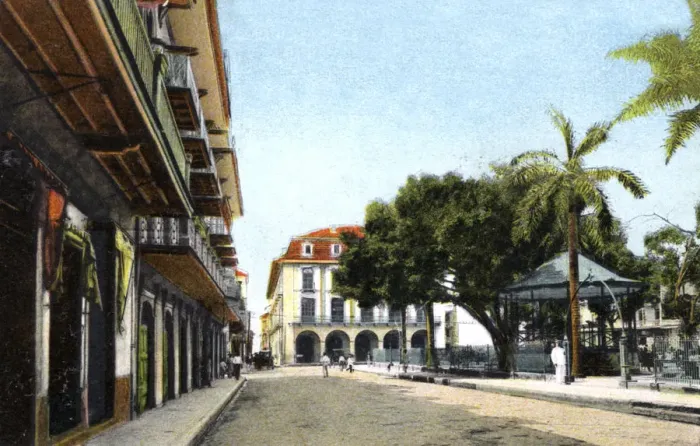 Framed Print : Central Park and Canal Building, Panama City, Panama, c1920s Framed Print : Central Park and Canal Building, Panama City, Panama, c1920s
