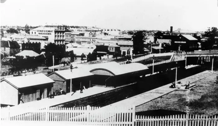 Framed Print : Central Station from Wickham Terrace, Brisbane, Queensland, 1889. Creator: Unknown Framed Print : Central Station from Wickham Terrace, Brisbane, Queensland, 1889. Creator: Unknown