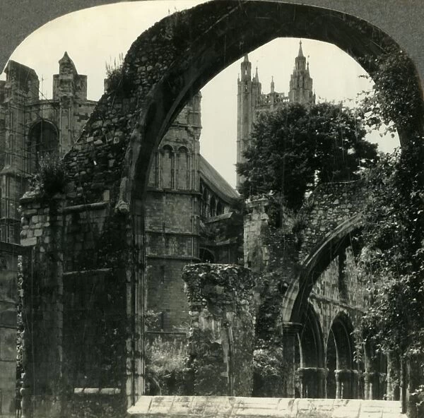 The Central Tower of Canterbury Cathedral seen through Arch of the Ruins, Canterbury