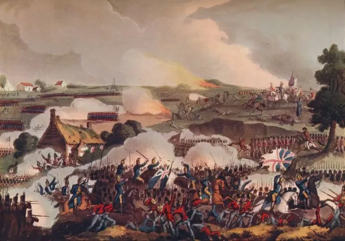 Framed Print : The Centre of the British Army in Action at the Battle of Waterloo, 19th century (1909). Artist: Thomas Sutherland Framed Print : The Centre of the British Army in Action at the Battle of Waterloo, 19th century (1909). Artist: Thomas Sutherland