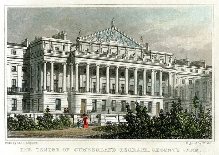 Framed Print : The centre of Cumberland Terrace, Regents Park, London, 1829. Artist: W Wallis Framed Print : The centre of Cumberland Terrace, Regents Park, London, 1829. Artist: W Wallis