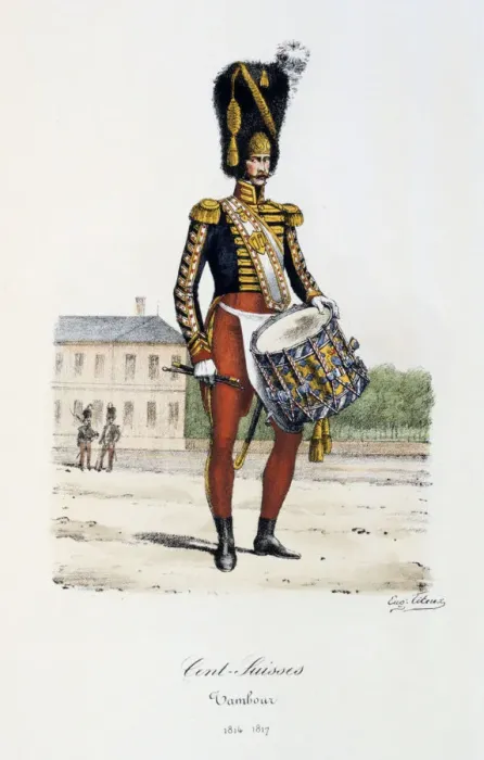 Framed Print : Cents-Suisses, Drummer, 1814-17 Artist: Eugene Titeux Framed Print : Cents-Suisses, Drummer, 1814-17 Artist: Eugene Titeux
