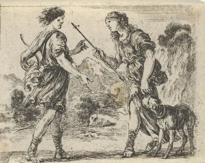 Framed Print : Cephalus and Procris, from Game of Mythology (Jeu de la Mythologie), 1644 Framed Print : Cephalus and Procris, from Game of Mythology (Jeu de la Mythologie), 1644