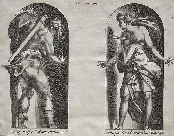 Cephalus and Procris in two Niches, 1538-1540. Creator: Rene Boyvin (French, c