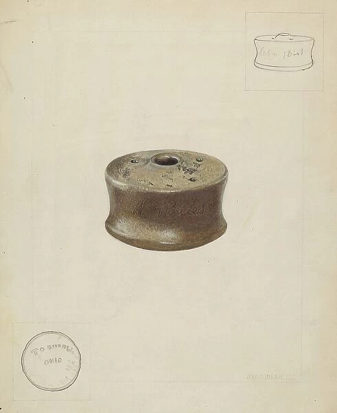 Ceramic Ink Well, c. 1937. Creator: John Jordan