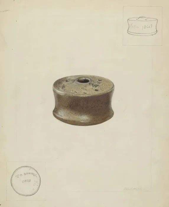 Framed Print : Ceramic Ink Well, c. 1937. Creator: John Jordan Framed Print : Ceramic Ink Well, c. 1937. Creator: John Jordan