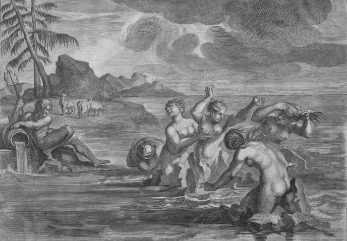 Framed Print : The Cerastae changed into Bulls, & the Propoetides into Rocks, c1683. Creator: Martin Bouche Framed Print : The Cerastae changed into Bulls, & the Propoetides into Rocks, c1683. Creator: Martin Bouche