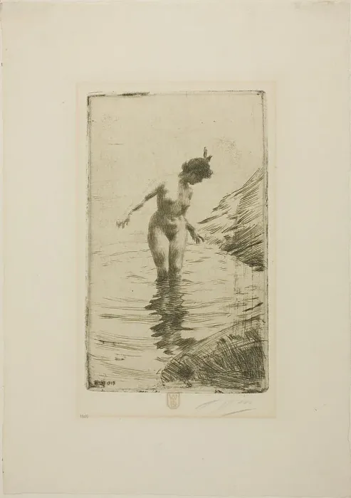 Framed Print : Cercles d'eau II, 1907. Creator: Anders Leonard Zorn Framed Print : Cercles d'eau II, 1907. Creator: Anders Leonard Zorn