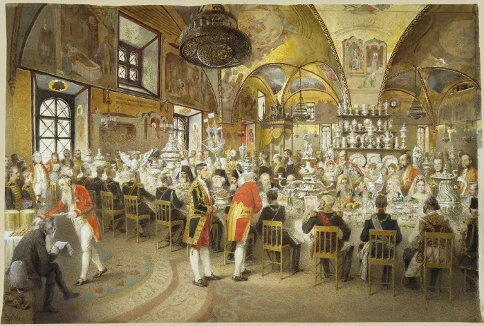 Framed Print : Ceremonial Dinner in the Palace of the Facets in the Moscow Kremlin, 1883-1895 Framed Print : Ceremonial Dinner in the Palace of the Facets in the Moscow Kremlin, 1883-1895