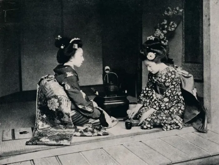 Framed Print : Ceremonial Tea served by a lovely lJapanese hands, c1900, (1921). Artist: Julian Leonard Street