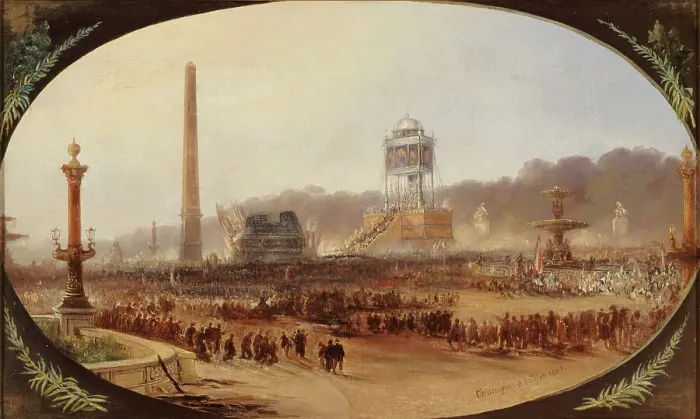 Framed Print : Cérémonie funèbre sur la place de la Concorde, en l'honneur des...juin 1848, le 6 juillet 1848. Creator: Jean Jacques Champin Framed Print : Cérémonie funèbre sur la place de la Concorde, en l'honneur des...juin 1848, le 6 juillet 1848. Creator: Jean Jacques Champin