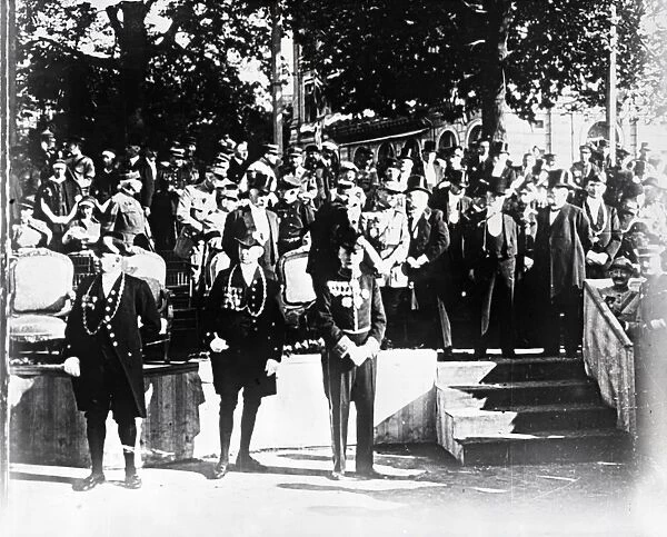 Ceremony with dignitaries and officials, c1914-c1918