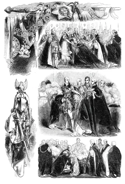 Framed Print : Ceremony of Investiture of the Order of the Garter, 1844. Creator: Unknown Framed Print : Ceremony of Investiture of the Order of the Garter, 1844. Creator: Unknown